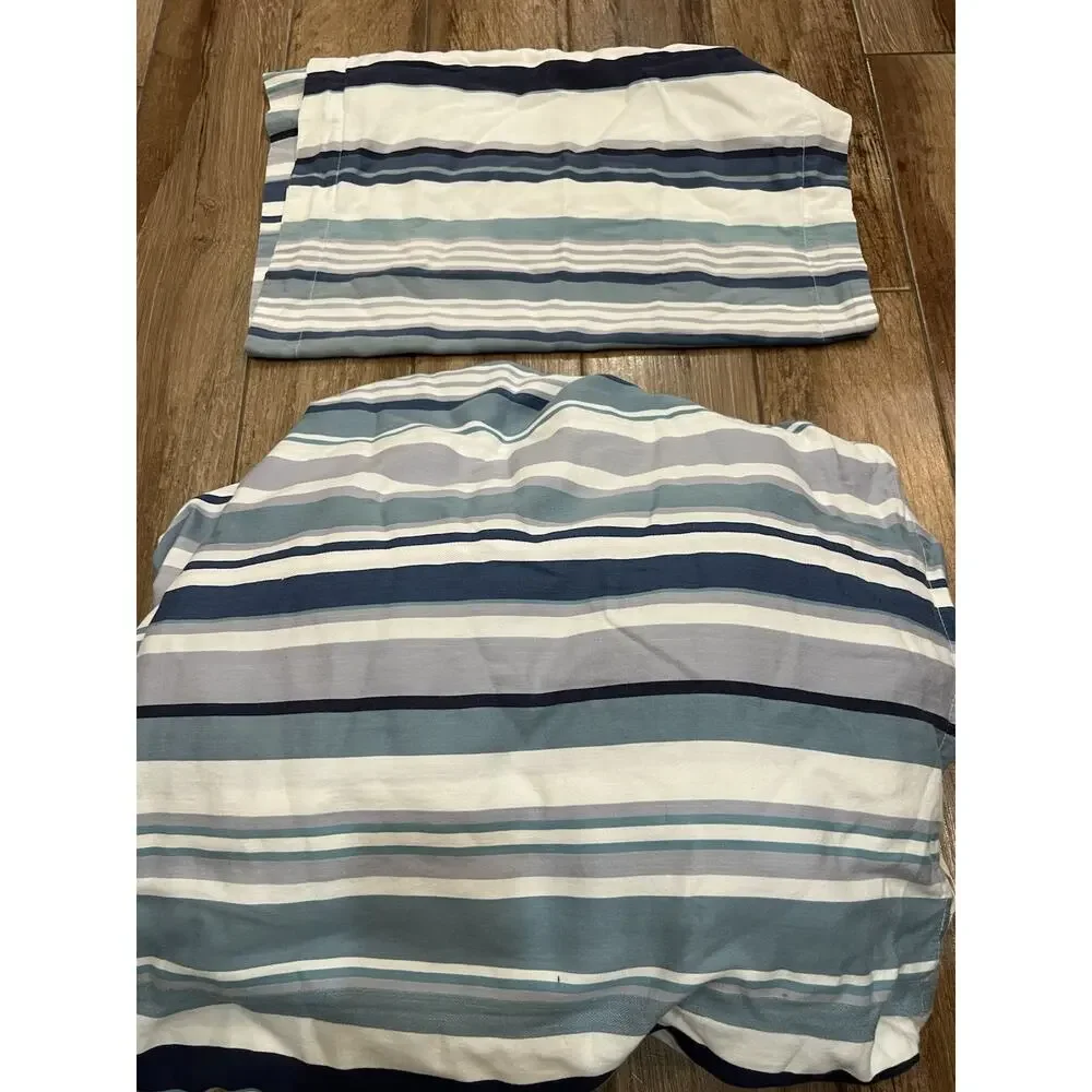 Pottery Barn Chandler Stripe King duvet Cover Set Organic Beach coastal *Read
